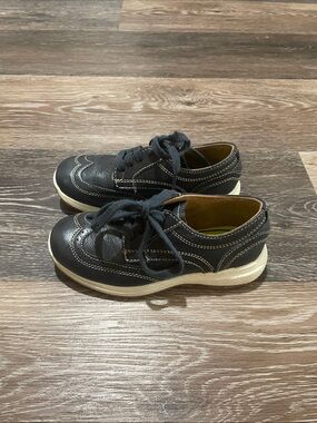 Florsheim Black Leather Kids Lace-Up Dress Sneakers